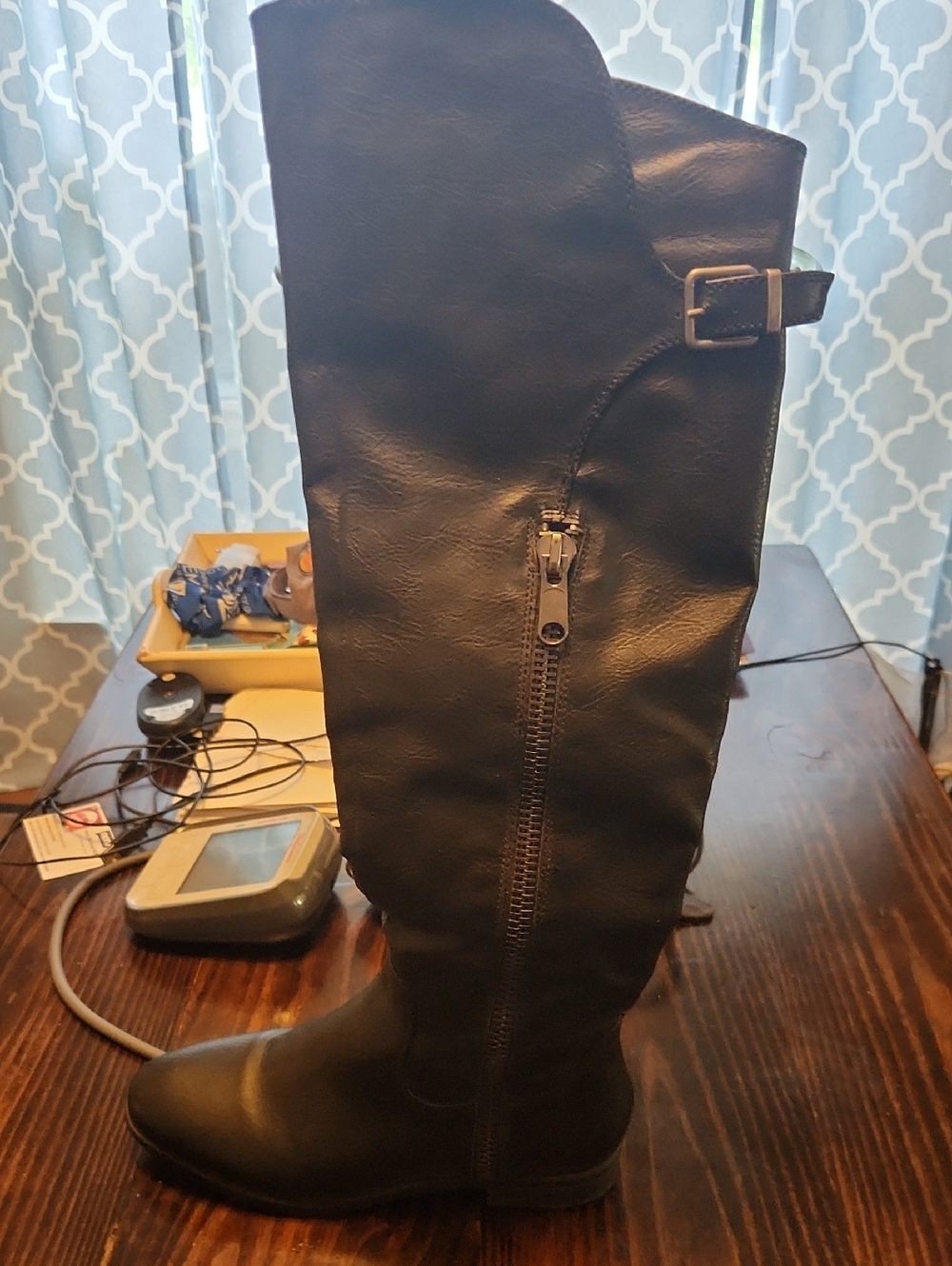 Rialto Black Leather-Look Boot Interior Detail